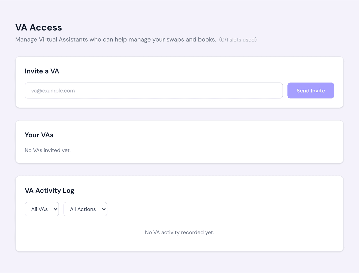 BookBridge virtual assistant permissions, with granted and restricted toggles